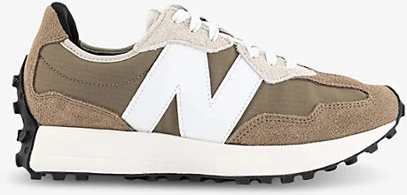Mens Mushroom White 327 Suede and Mesh Low-Top Trainer 5