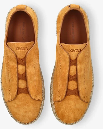 Mens Mustard Triple Stitch Suede Espadrilles Eur 44 / 10 Uk Men - Image 2