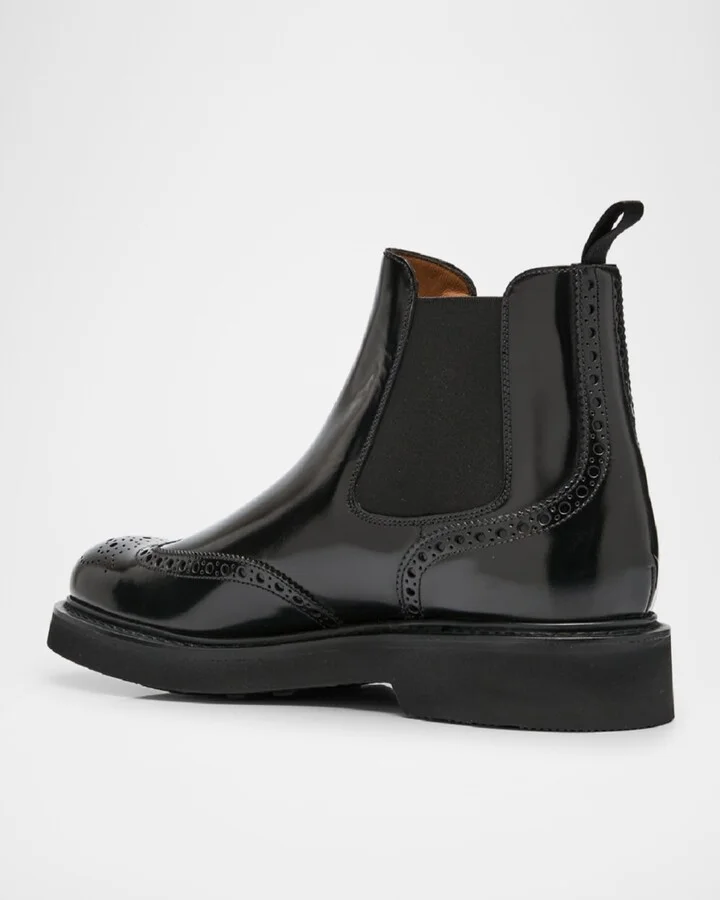 Men's Nantwich Polished Brogue Chelsea Boots - Image 2