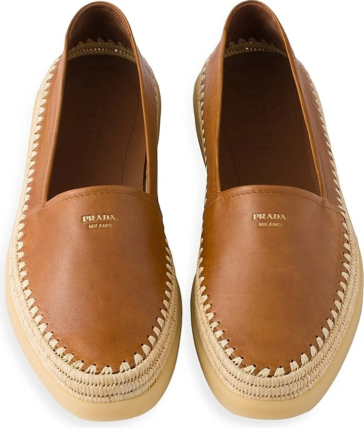 Men's Nappa Leather Espadrilles Loafers - Brown - Size 6 - Image 2