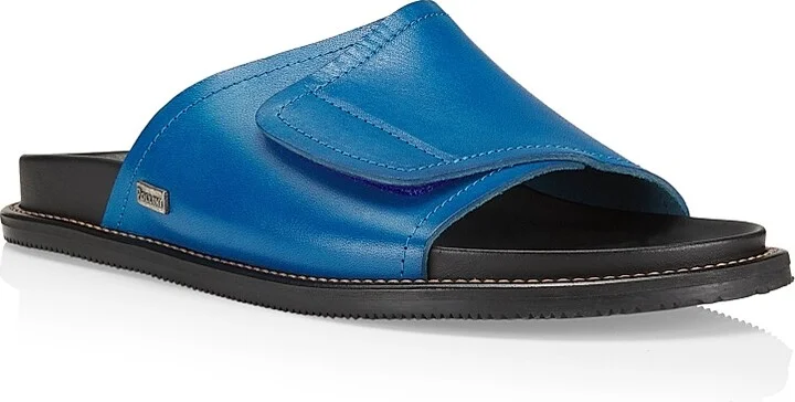 Men's Natural Feeling Leather Slides - Light Blue - Size 8 Sandals - Image 2