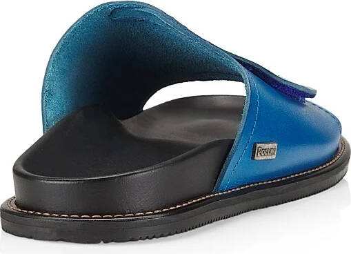 Men's Natural Feeling Leather Slides - Light Blue - Size 8 Sandals - Image 3