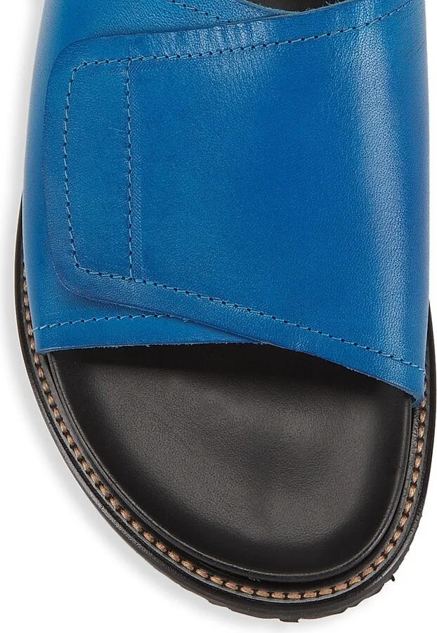 Men's Natural Feeling Leather Slides - Light Blue - Size 8 Sandals - Image 4