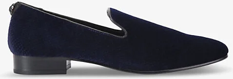 Mens Navy Ace Slip-On Flat Velvet Loafers Eur 45 / 11 Uk Men