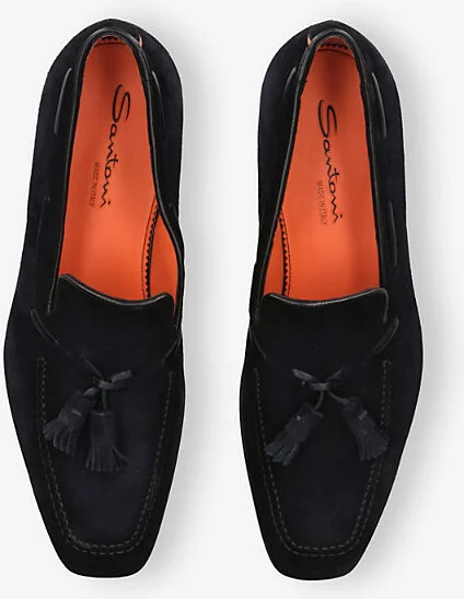 Mens Navy Brando Blake Tasselled Suede Loafers Eur 44 / 10 Uk Men - Image 2