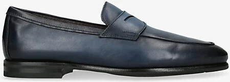 Mens Navy Carlo Leather Penny Loafers Eur 43 / 9 Uk Men