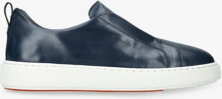 Mens Navy Clean Icon Victory Leather Low-Top Trainers Eur 41.5 / 7.5 Uk Men
