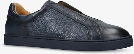 Mens Navy Cowes Laceless Leather Low-Top Trainers Eur 41 / 7 Uk Men - Image 2