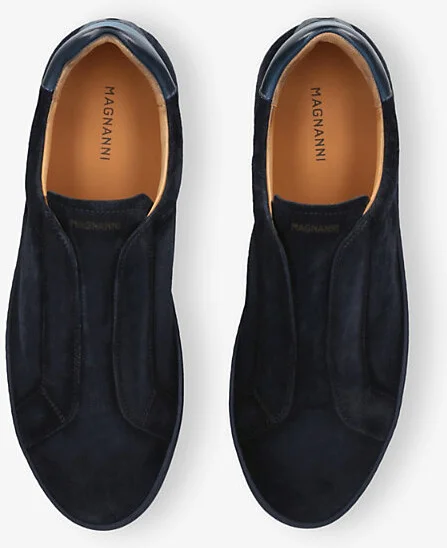 Mens Navy Cowes Laceless Suede Low-Top Trainers Eur 41.5 / 7.5 Uk Men - Image 2
