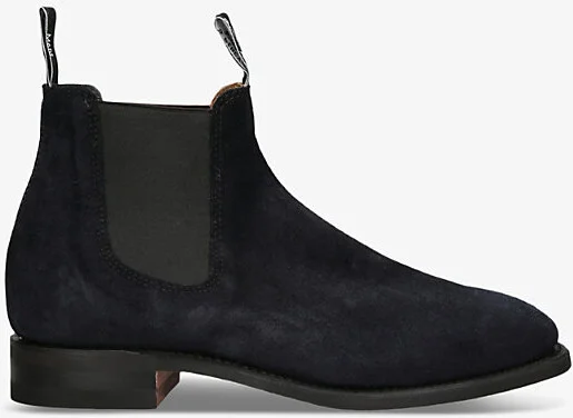 Mens Navy Craftsman Elasticated-Panel Suede Ankle Boots Eur 44 / 10 Uk Men