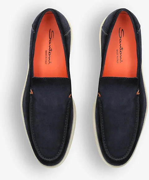 Mens Navy Detroit Contrast-Sole Suede Loafers Eur 39 / 5 Uk Men - Image 2