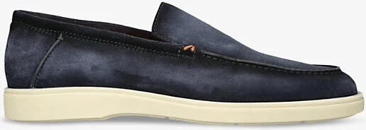 Mens Navy Detroit Contrast-Sole Suede Loafers Eur 39 / 5 Uk Men