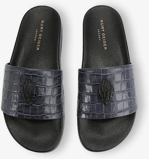 Mens Navy Eagle Leather Slides Eur 42 / 8 Uk Men - Image 2