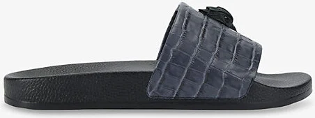 Mens Navy Eagle Leather Slides Eur 42 / 8 Uk Men