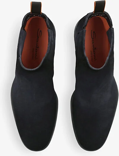 Mens Navy Easy Flat Suede Chelsea Boots Eur 42 / 8 Uk Men - Image 2