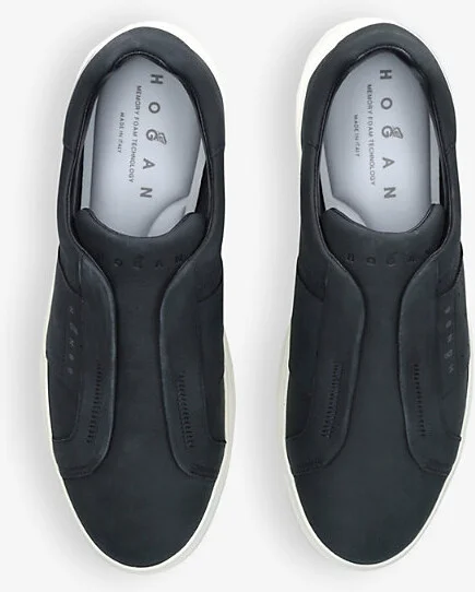 Mens Navy Fascia Slip-On Logo-Embossed Suede Low-Top Trainers Eur 41 / 7 Uk Men - Image 2