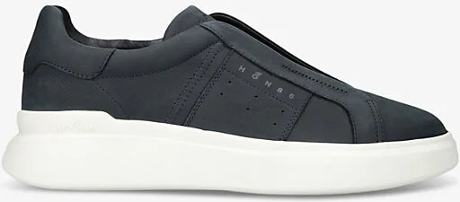 Mens Navy Fascia Slip-On Logo-Embossed Suede Low-Top Trainers Eur 41 / 7 Uk Men