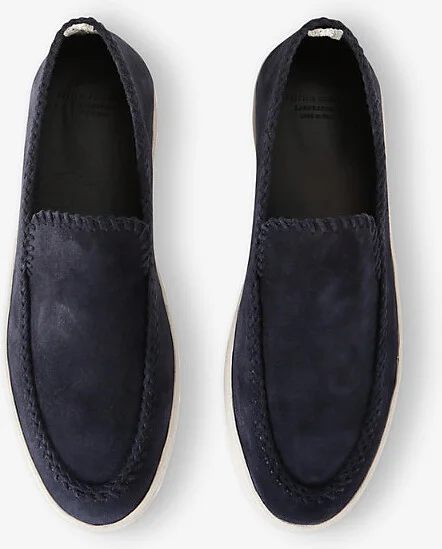 Mens Navy Herbie Contrast-Sole Suede Loafers Eur 42.5 / 8.5 Uk Men - Image 2