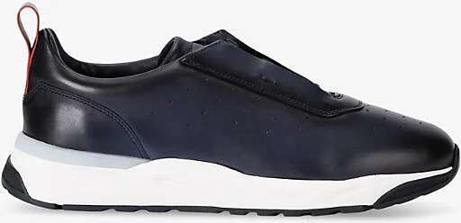 Mens Navy Innova Perforated Leather Low-Top Trainers Eur 41.5 / 7.5 Uk Men