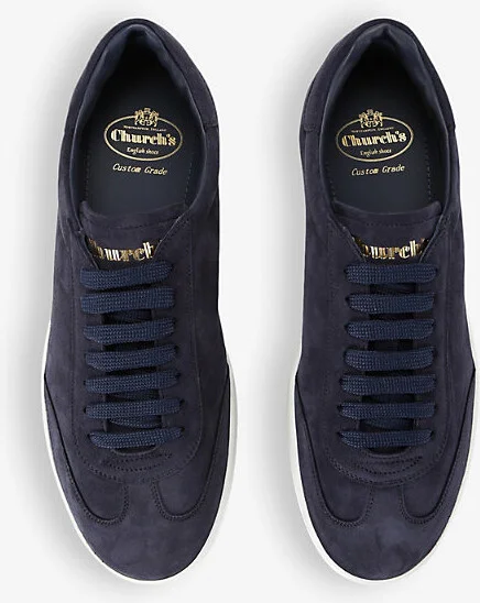 Mens Navy Largs Branded Suede Low-Top Trainers Eur 42 / 8 Uk Men - Image 2