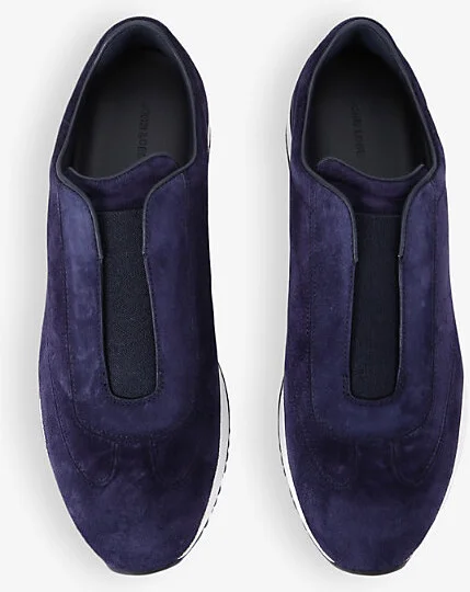 Mens Navy Lift Leather Low-Top Trainers Eur 43 / 9 Uk Men - Image 2