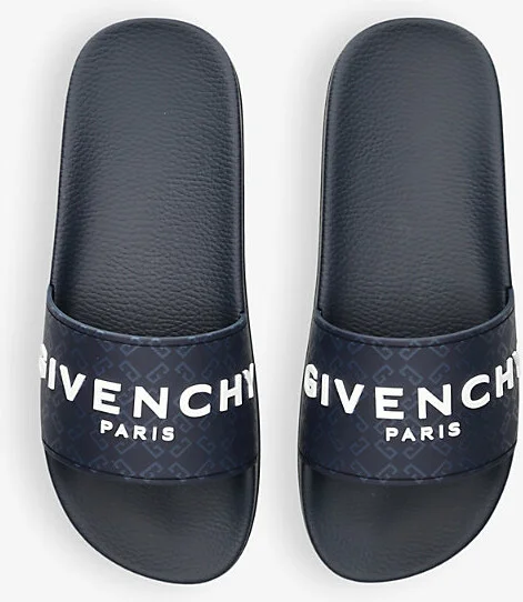 Mens Navy Logo-Print Rubber Sliders Eur 43 / 9 Uk Men - Image 2