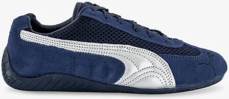 Mens Navy Matte Silver Speedcat Premium Suede and Mesh Low-Top Trainers 7.5