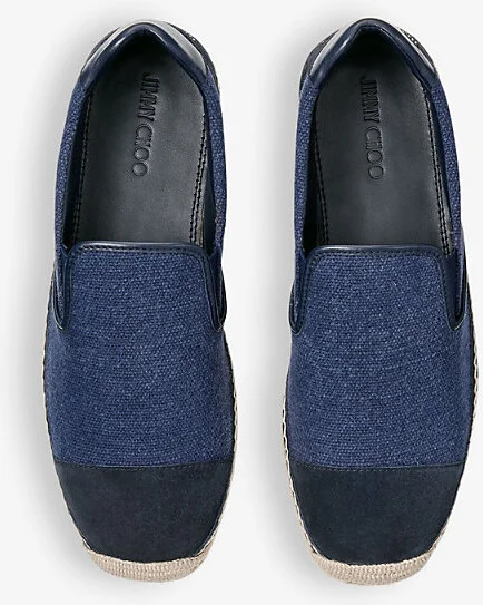 Mens Navy Mix Ivan Slip-On Canvas and Suede Espadrilles 11.5 - Image 2