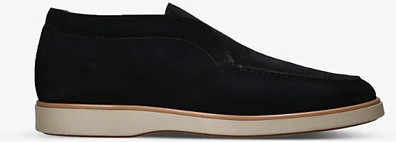 Mens Navy Paraiso Tonal-Stitching Suede Mid-Top Loafers Eur 42.5 / 8.5 Uk Men