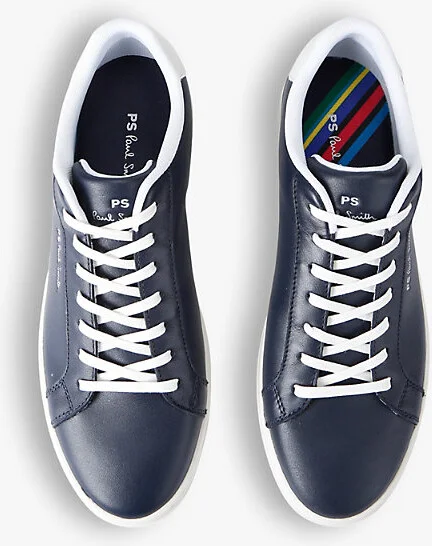 Mens Navy Rex Stripe Leather Trainers Eur 45 / 11 Uk Men - Image 2