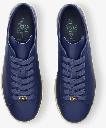 Mens Navy Royco 2 Leather Low-Top Trainers Eur 41 / 7 Uk Men - Image 2