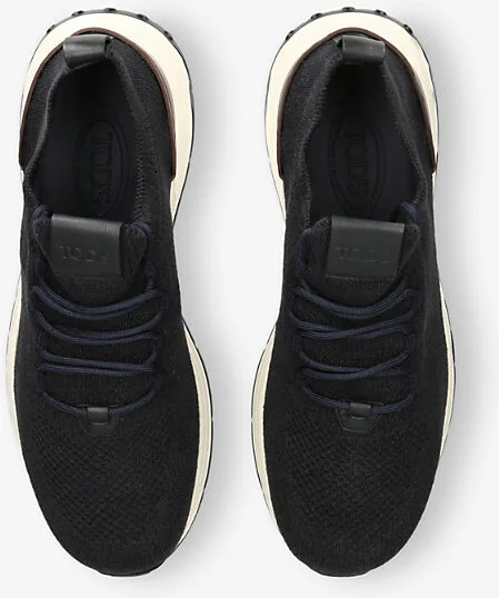 Mens Navy Run 63K Calzino Knitted and Leather Mid-Top Trainers Eur 42.5 / 8.5 Uk Men - Image 2