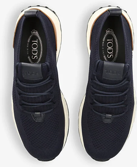 Mens Navy Run 63K Calzino Panelled Knitted and Leather Mid-Top Trainers Eur 46 / 12 Uk Men - Image 2