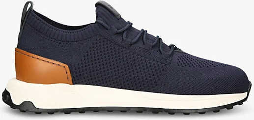 Mens Navy Run 63K Calzino Panelled Knitted and Leather Mid-Top Trainers Eur 46 / 12 Uk Men