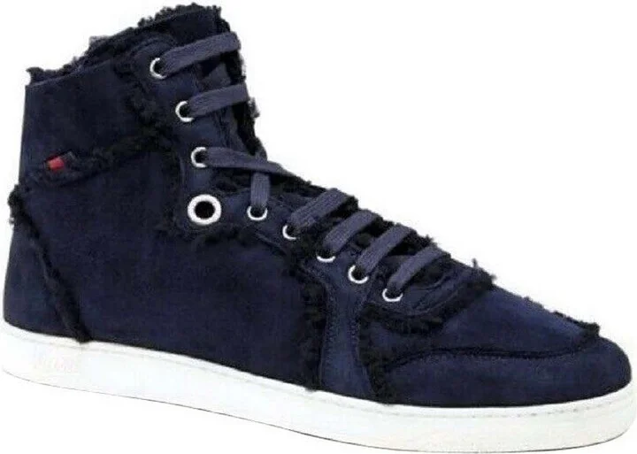 Men's Navy Shearling High-Top Sneaker - Image 2