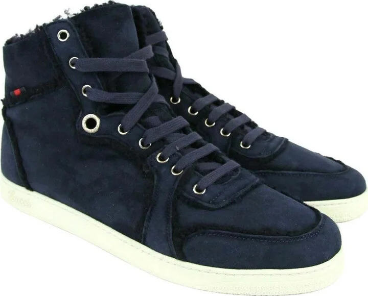 Men's Navy Shearling High-Top Sneaker - Image 4