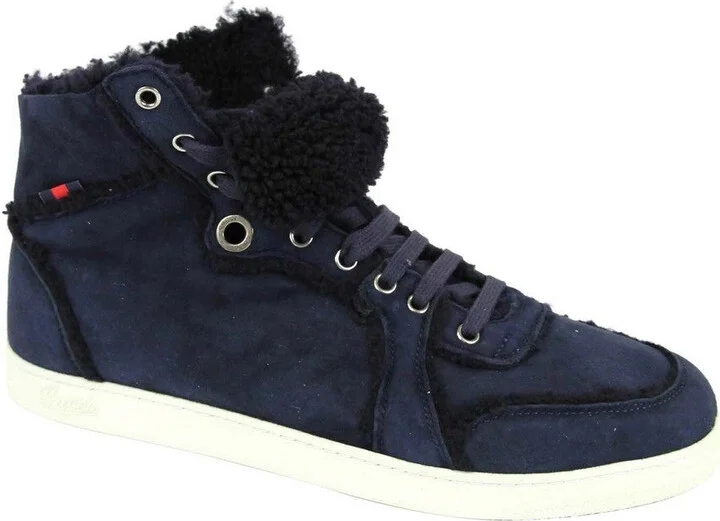 Men's Navy Shearling High-Top Sneaker - Image 5