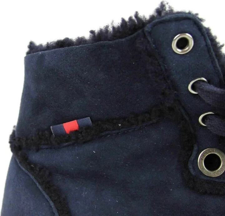 Men's Navy Shearling High-Top Sneaker - Image 6