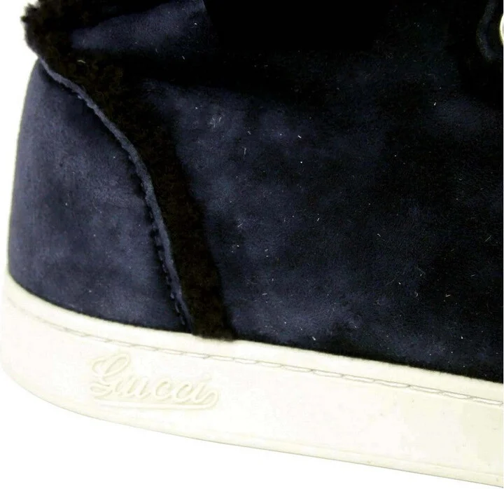 Men's Navy Shearling High-Top Sneaker - Image 7