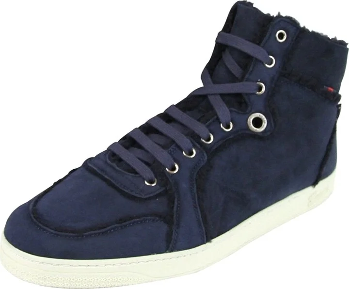 Men's Navy Shearling High-Top Sneaker