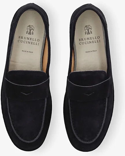 Mens Navy Slip-On Suede Loafers Eur 46 / 12 Uk Men - Image 2