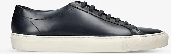 Mens Navy Sprint Contrast-Stich Leather Low-Top Trainers Eur 45 / 11 Uk Men