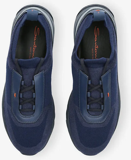 Mens Navy Technical-Knit Low-Top Trainers Eur 44.5 / 10.5 Uk Men - Image 2