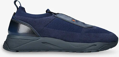 Mens Navy Technical-Knit Low-Top Trainers Eur 44.5 / 10.5 Uk Men