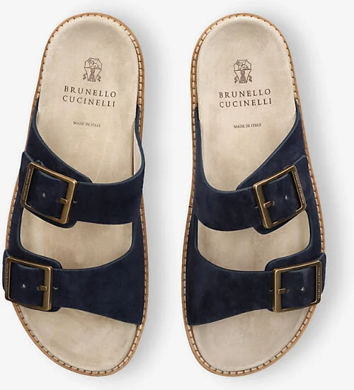 Mens Navy Two-Strap Suede Sandals Eur 43 / 9 Uk Men - Image 2