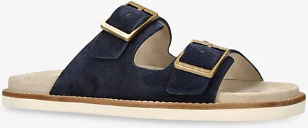 Mens Navy Two-Strap Suede Sandals Eur 43 / 9 Uk Men