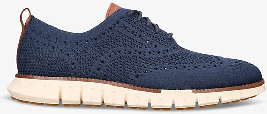 Mens Navy Zerøgrand Wingtip Stitchlite Knitted Oxford Shoes Eur 41 / 7 Uk Men