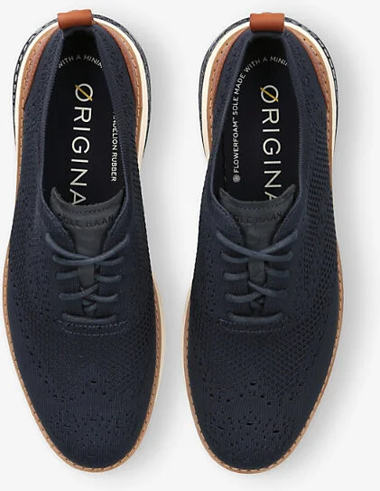 Mens Navy Zerøgrand Wingtip Stitchlite Knitted Oxford Shoes Eur 42.5 / 8.5 Uk Men - Image 2