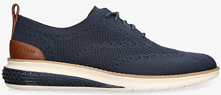 Mens Navy Zerøgrand Wingtip Stitchlite Knitted Oxford Shoes Eur 42.5 / 8.5 Uk Men