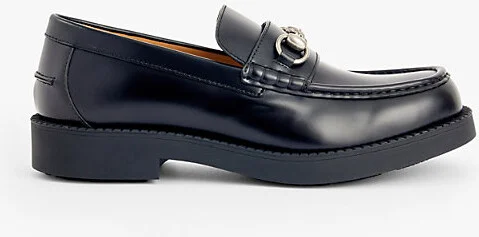 Mens Nero Taemin Horsebit-Embellished Leather Loafers Eur 43 / 9 Uk Men